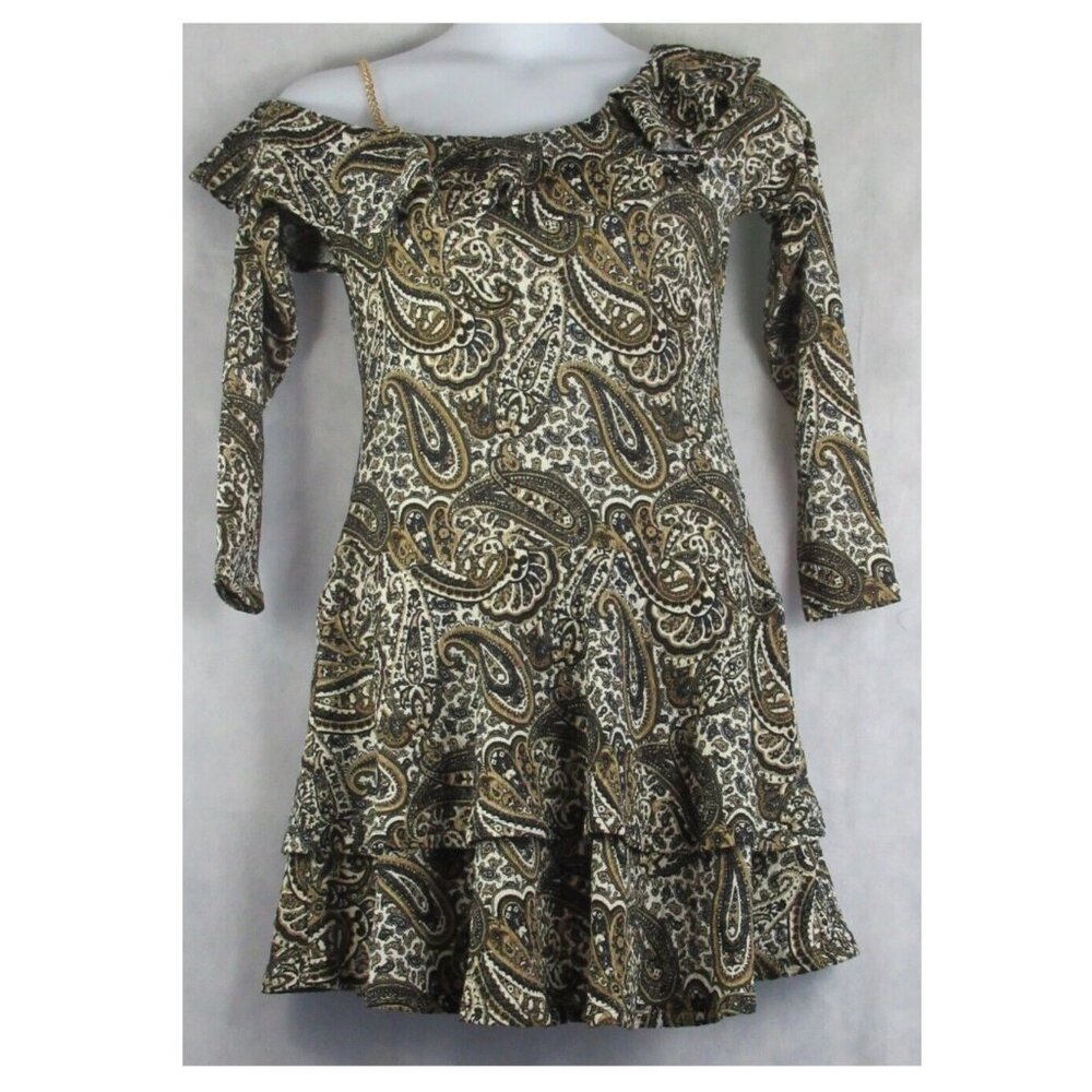 Michael Kors Women's One-Shoulder Pullover Dress, Husk Paisley Multi, Medium